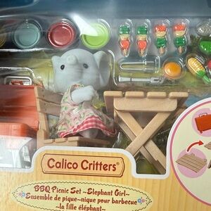Calico Critters Elephant Girl BBQ Picnic Set – White & Pink